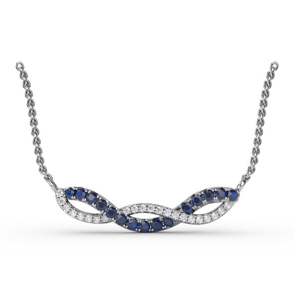 Sapphire and Diamond Twist Pendant Cornell's Jewelers Rochester, NY