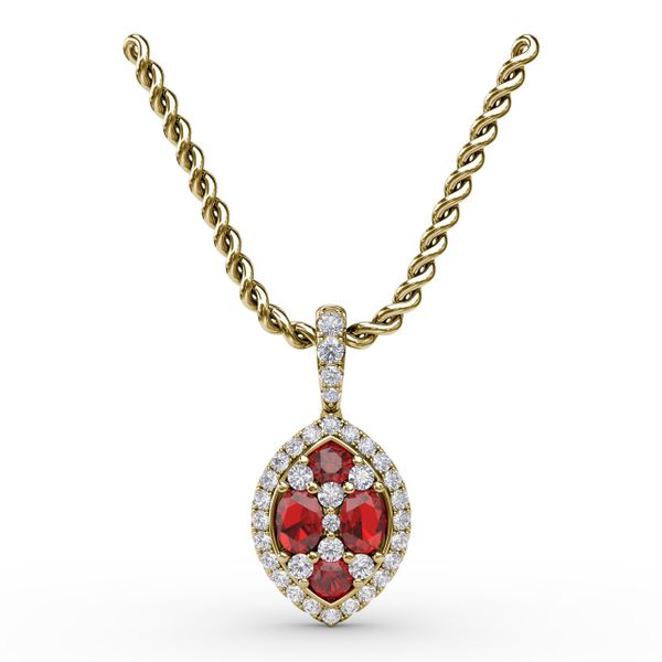 Marquise Ruby and Diamond Pendant  Castle Couture Fine Jewelry Manalapan, NJ