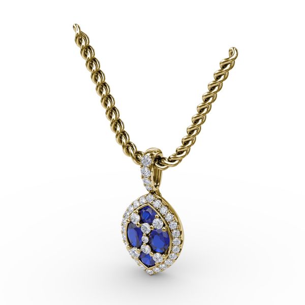 Marquise Sapphire and Diamond Pendant  Image 2 Castle Couture Fine Jewelry Manalapan, NJ