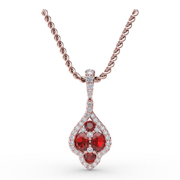 Precious Ruby and Diamond Pendant  Gaines Jewelry Flint, MI