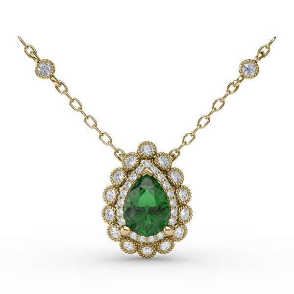 Floral Teardrop Emerald and Diamond Pendant  LeeBrant Jewelry & Watch Co Sandy Springs, GA