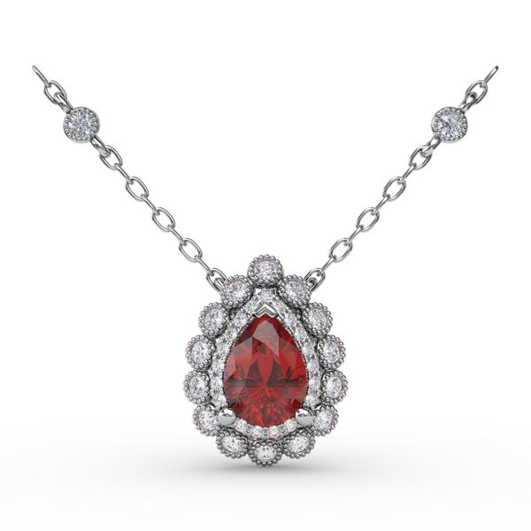 Floral Teardrop Ruby and Diamond Pendant  J. Thomas Jewelers Rochester Hills, MI