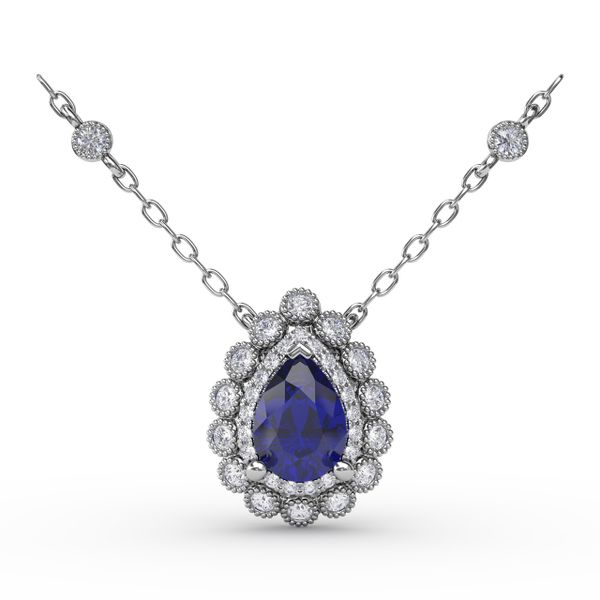Floral Teardrop Sapphire and Diamond Pendant  Graham Jewelers Wayzata, MN