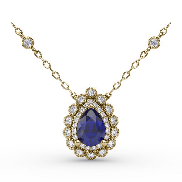 Floral Teardrop Sapphire and Diamond Pendant  Parris Jewelers Hattiesburg, MS