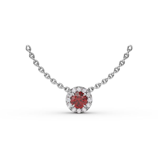 Classic Ruby and Diamond Pendant Necklace  Castle Couture Fine Jewelry Manalapan, NJ