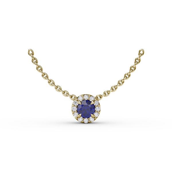 Classic Sapphire and Diamond Pendant Necklace  Gaines Jewelry Flint, MI