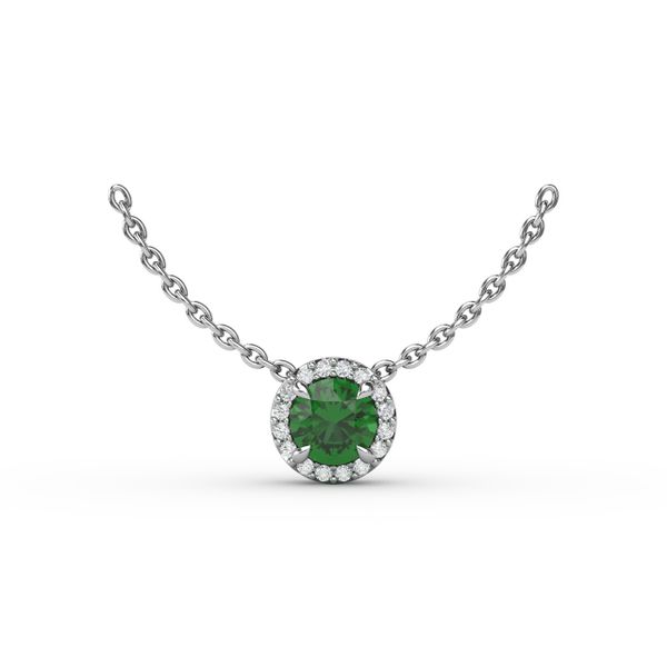 Classic Emerald and Diamond Pendant Necklace  Mesa Jewelers Grand Junction, CO