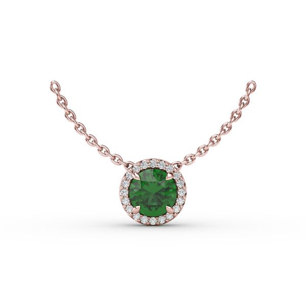 Classic Emerald and Diamond Pendant Necklace  S. Lennon & Co Jewelers New Hartford, NY