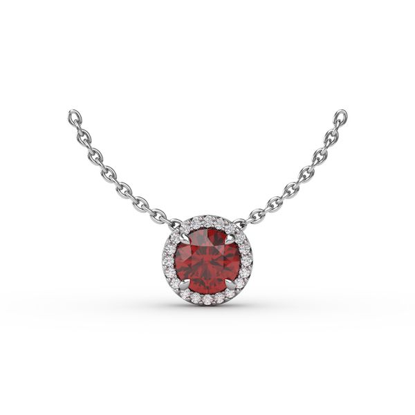 Classic Ruby and Diamond Pendant Necklace  Perry's Emporium Wilmington, NC