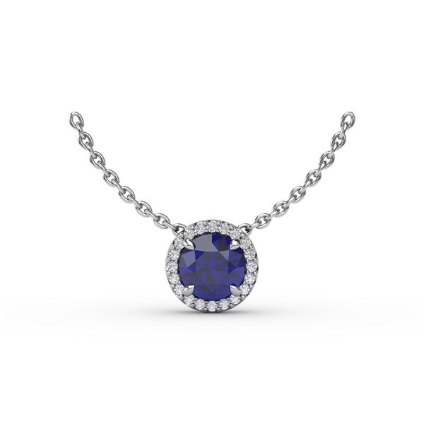 Classic Sapphire and Diamond Pendant Necklace  Clark & Linford Cedar City, UT