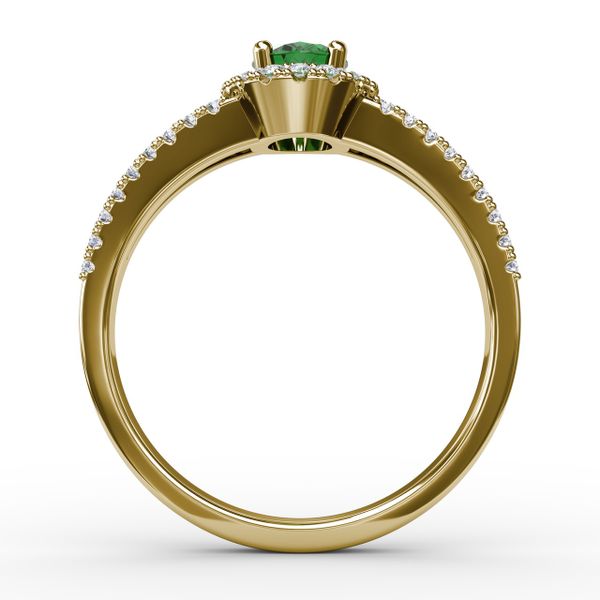 Split Shank Oval Emerald and Diamond Ring Image 3 The Diamond Center Claremont, CA