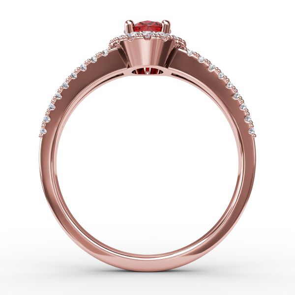 Split Shank Oval Ruby and Diamond Ring Image 3 Gaines Jewelry Flint, MI