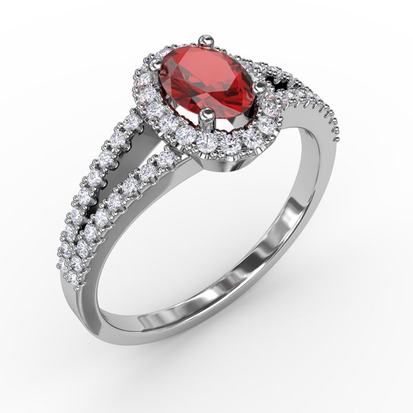 Split Shank Oval Ruby and Diamond Ring Image 2 The Diamond Center Claremont, CA