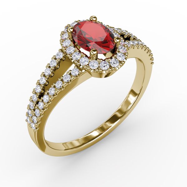 Split Shank Oval Ruby and Diamond Ring Image 2 Perry's Emporium Wilmington, NC