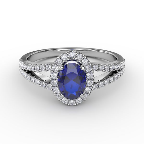 Split Shank Oval Sapphire and Diamond Ring Bell Jewelers Murfreesboro, TN