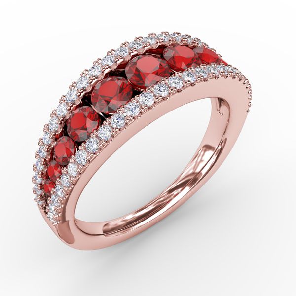Walk This Way Ruby and Diamond Ring Image 2 Castle Couture Fine Jewelry Manalapan, NJ