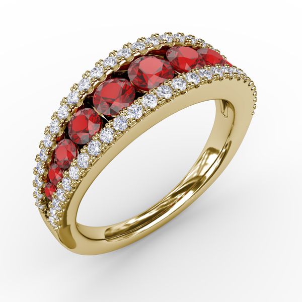 Walk This Way Ruby and Diamond Ring Image 2 Cornell's Jewelers Rochester, NY