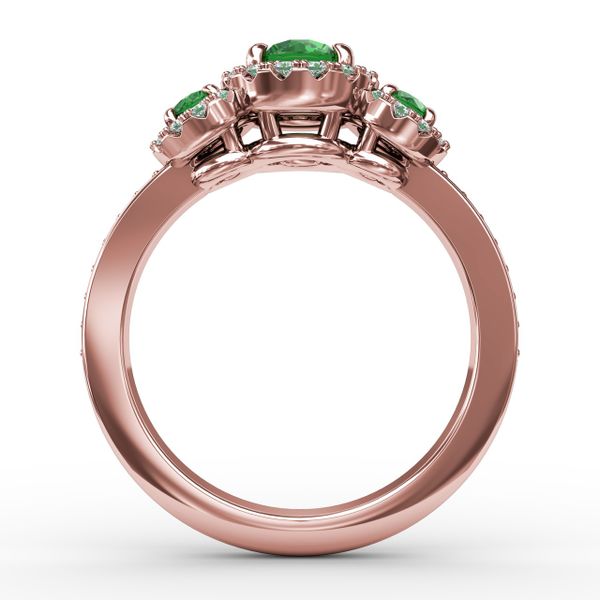 Dazzling Three Stone Emerald And Diamond Ring  Image 3 Selman's Jewelers-Gemologist McComb, MS