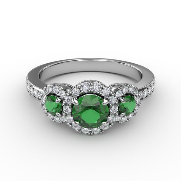 Dazzling Three Stone Emerald And Diamond Ring  Conti Jewelers Endwell, NY