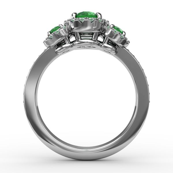 Dazzling Three Stone Emerald And Diamond Ring  Image 3 Conti Jewelers Endwell, NY