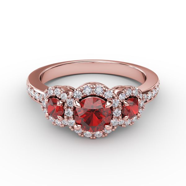 Dazzling Three Stone Ruby And Diamond Ring  D. Geller & Son Jewelers Atlanta, GA