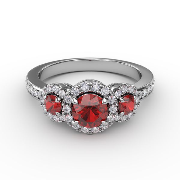Dazzling Three Stone Ruby And Diamond Ring  Shannon Jewelers Spring, TX