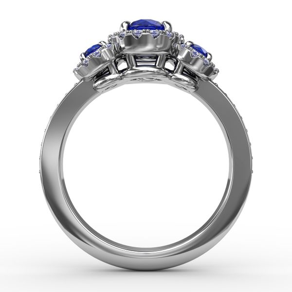 Dazzling Three Stone Sapphire And Diamond Ring  Image 3 Gaines Jewelry Flint, MI