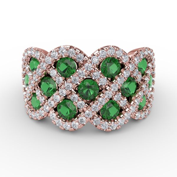 You And Me Emerald And Diamond Interweaving Ring John Herold Jewelers Randolph, NJ