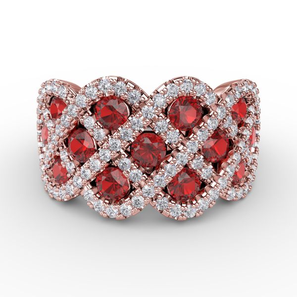 You And Me Ruby And Diamond Interweaving Ring Cornell's Jewelers Rochester, NY