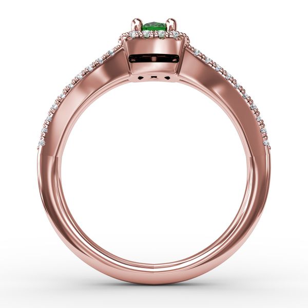 Split Shank Oval Emerald and Diamond Ring Image 3 Bell Jewelers Murfreesboro, TN