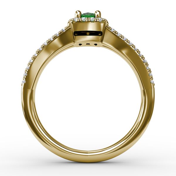 Split Shank Oval Emerald and Diamond Ring Image 3 Perry's Emporium Wilmington, NC