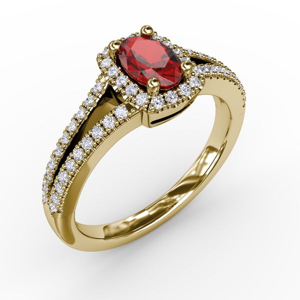 Split Shank Oval Ruby and Diamond Ring Image 2 Falls Jewelers Concord, NC