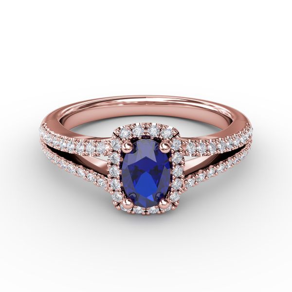 Split Shank Oval Sapphire and Diamond Ring Falls Jewelers Concord, NC