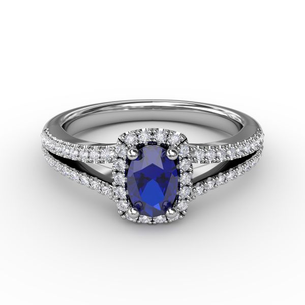 Split Shank Oval Sapphire and Diamond Ring Conti Jewelers Endwell, NY