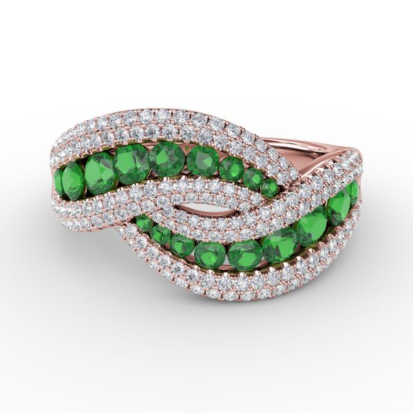 Intertwining Love Emerald and Diamond Ring Falls Jewelers Concord, NC