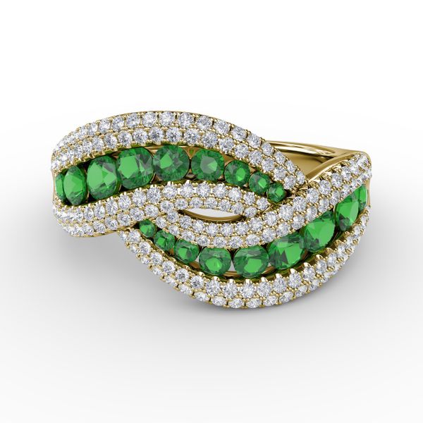 Intertwining Love Emerald and Diamond Ring Shannon Jewelers Spring, TX