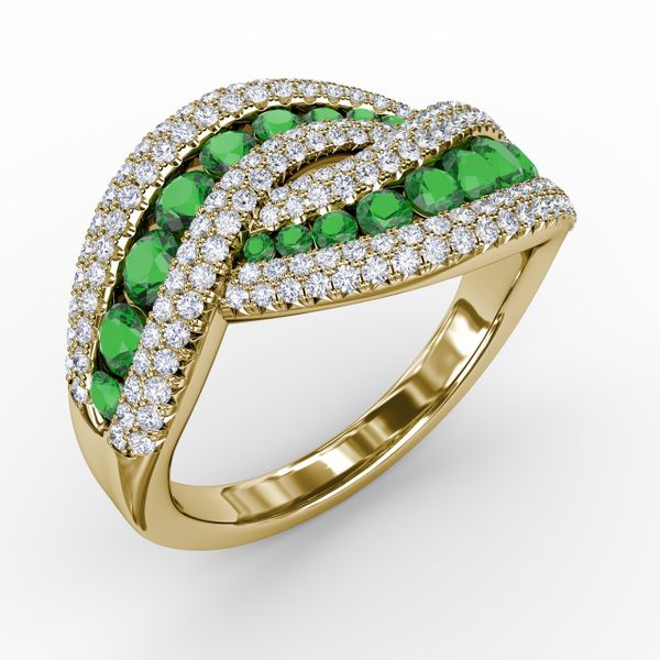 Intertwining Love Emerald and Diamond Ring Image 2 Cornell's Jewelers Rochester, NY