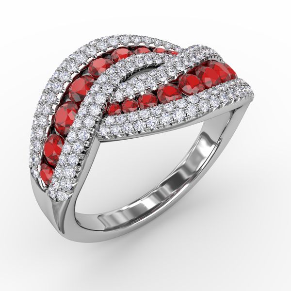 Intertwining Love Ruby and Diamond Ring Image 2 Graham Jewelers Wayzata, MN