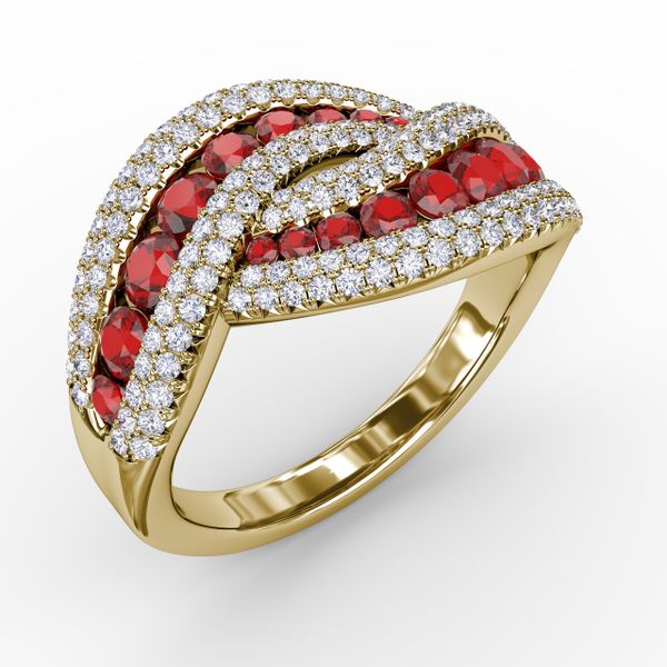 Intertwining Love Ruby and Diamond Ring Image 2 Perry's Emporium Wilmington, NC