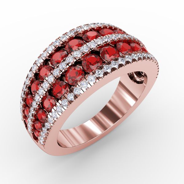 Chasing Bliss Ruby and Diamond Stacked Row Ring Image 2 Reed & Sons Sedalia, MO