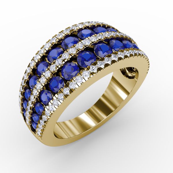 Chasing Bliss Sapphire and Diamond Stacked Row Ring Image 2 P.K. Bennett Jewelers Mundelein, IL