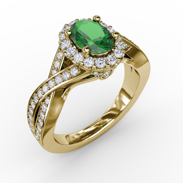 Look of Love Emerald and Diamond Criss-Cross Ring Image 2 D. Geller & Son Jewelers Atlanta, GA