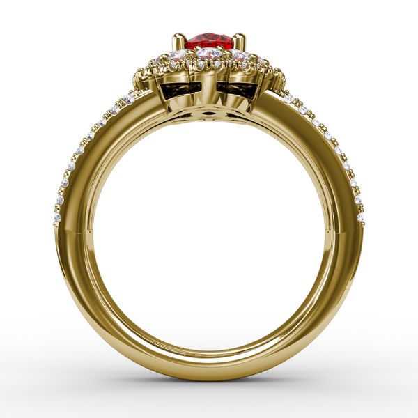 Ruby and Diamond Triple Row Split Shank Ring Image 3 Gaines Jewelry Flint, MI