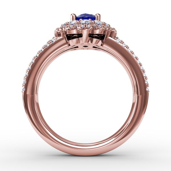 Sapphire and Diamond Triple Row Split Shank Ring Image 3 Gaines Jewelry Flint, MI