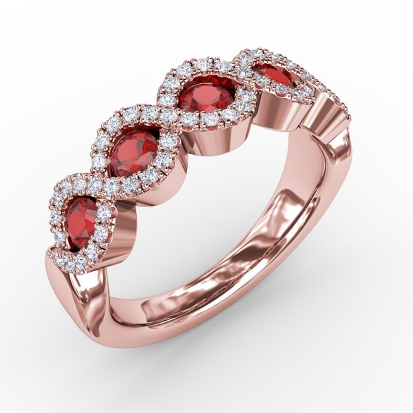 Hold Me Close Ruby and Diamond Twist Ring Image 2 Castle Couture Fine Jewelry Manalapan, NJ