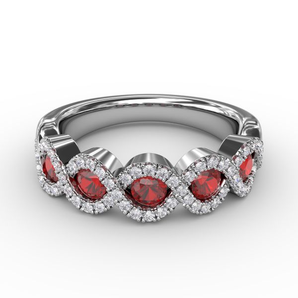 Hold Me Close Ruby and Diamond Twist Ring J. Thomas Jewelers Rochester Hills, MI