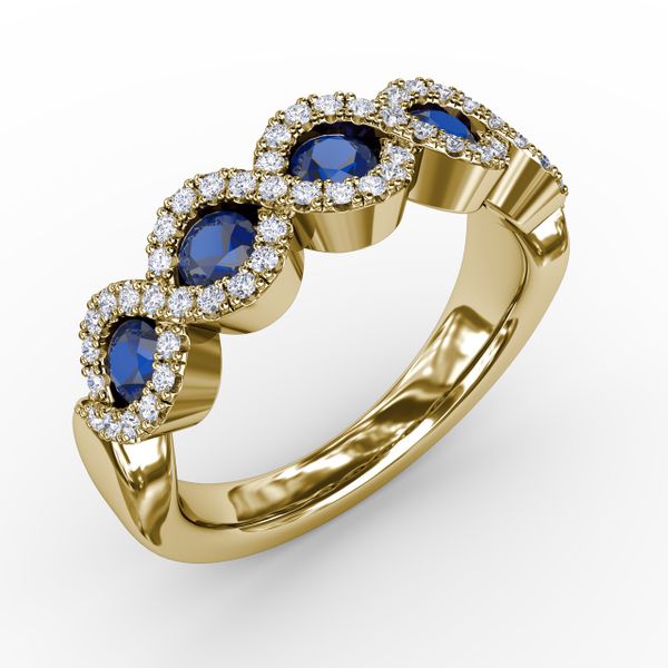 Hold Me Close Sapphire and Diamond Twist Ring Image 2 Sanders Diamond Jewelers Pasadena, MD