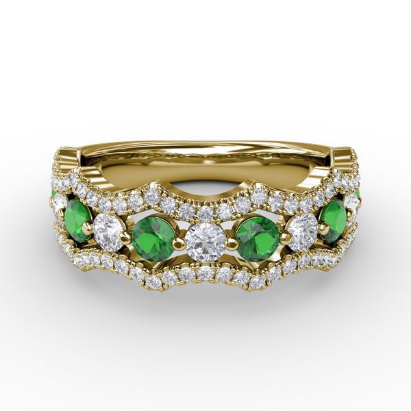 Endless Romance Emerald and Diamond Wave Ring Selman's Jewelers-Gemologist McComb, MS
