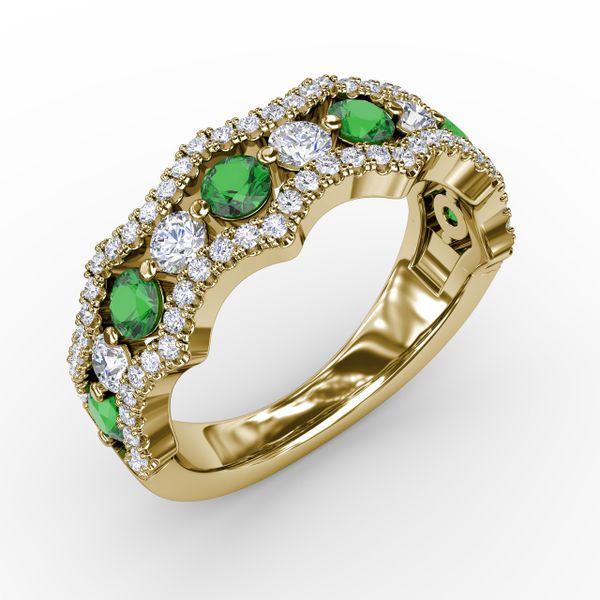 Endless Romance Emerald and Diamond Wave Ring Image 2 Falls Jewelers Concord, NC