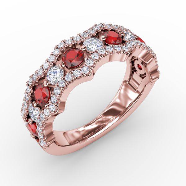 Endless Romance Ruby and Diamond Wave Ring Image 2 Perry's Emporium Wilmington, NC